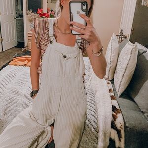 White corduroy overalls. Vintage